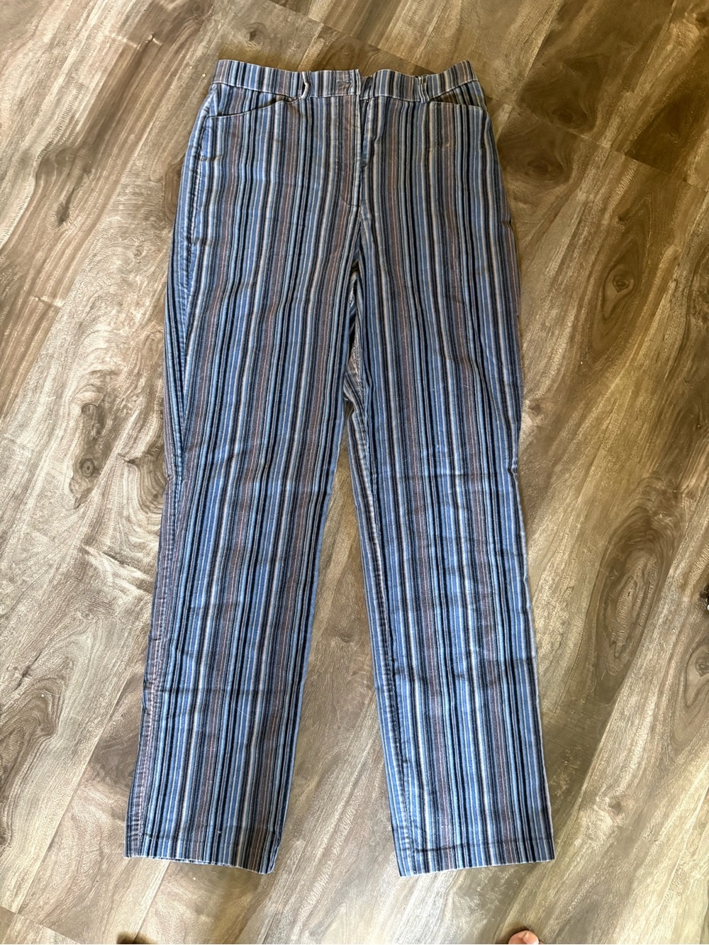 Blue Multi-Stripe Casual Trousers